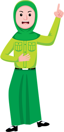 Angry Woman Muslim Student raising finger  Illustration