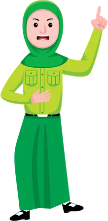 Angry Woman Muslim Student raising finger  Illustration