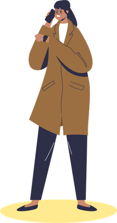 Angry woman on phone call  Illustration