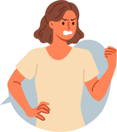 Angry woman showing aggression  Illustration