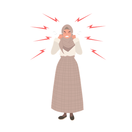 Angry woman standing  Illustration