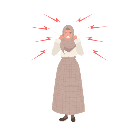 Angry woman standing  Illustration