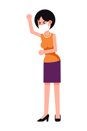 Angry woman wearing mask Illustration