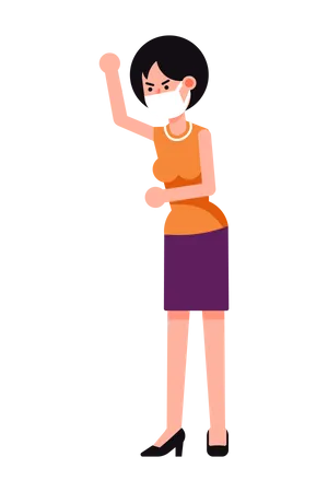 Angry woman wearing mask  Illustration