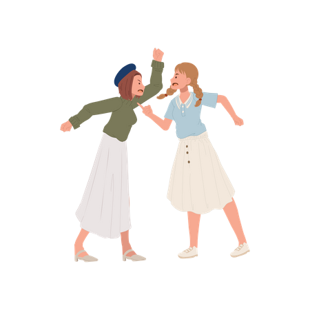 Angry Women Fighting Illustration