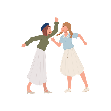 Angry Women Fighting  Illustration