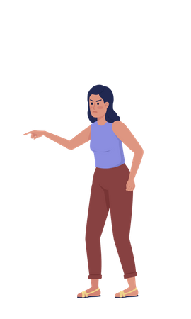 Angry young woman pointing with finger Illustration