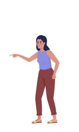 Angry young woman pointing with finger Illustration