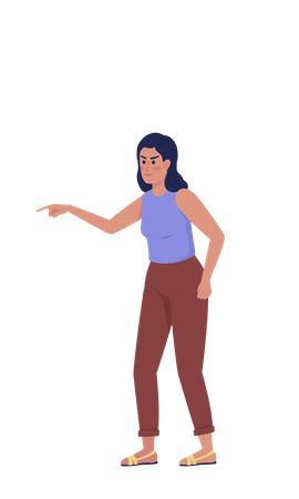 Angry young woman pointing with finger  Illustration