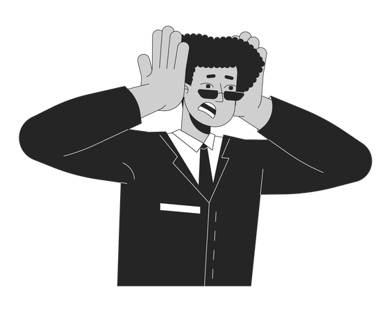 Angst, lateinamerikanischer Mann umklammert Kopf  Illustration