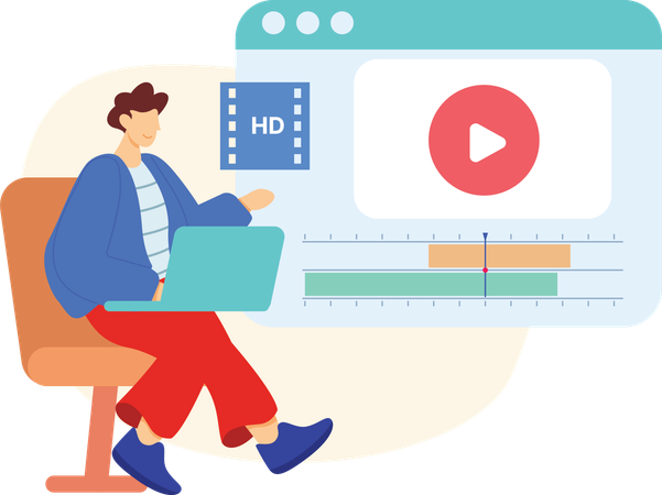 Animador masculino creando vídeo  Illustration