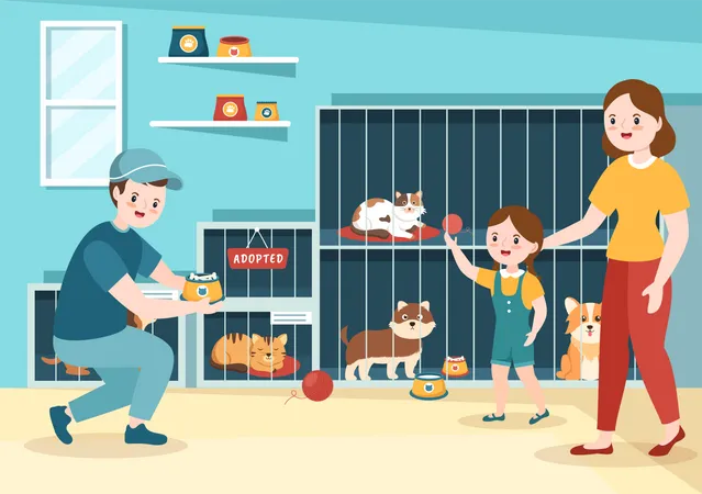 Animal adoption center Illustration