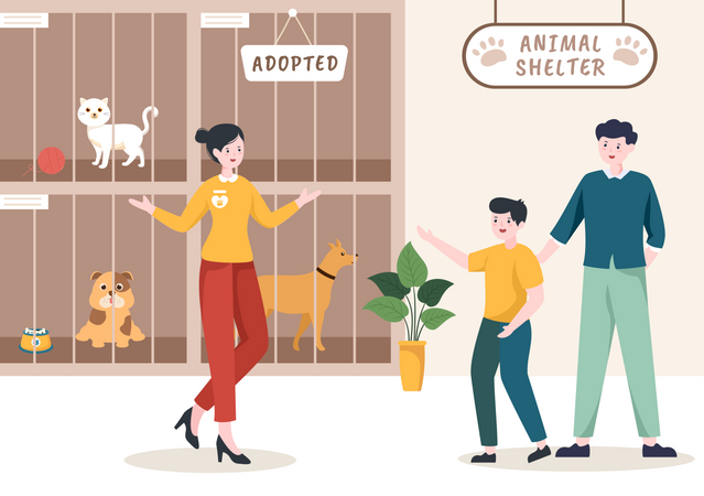 Animal adoption center  Illustration