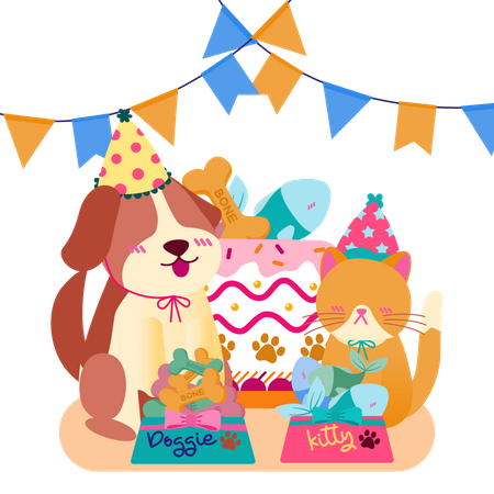 Anniversaire d'animaux  Illustration