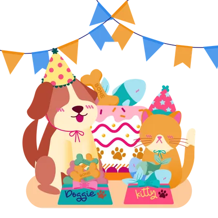 Anniversaire d'animaux  Illustration