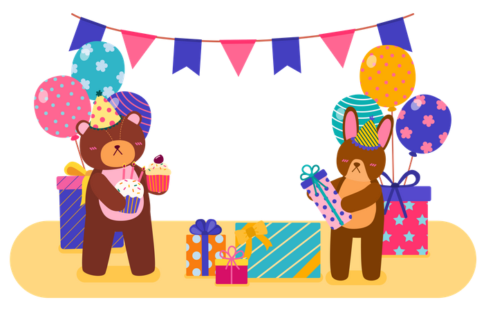 Animal birthday party Illustration