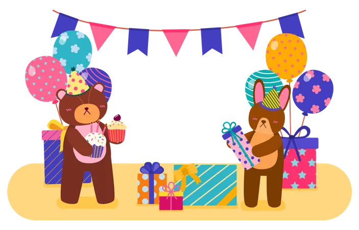 Animal birthday party  Illustration