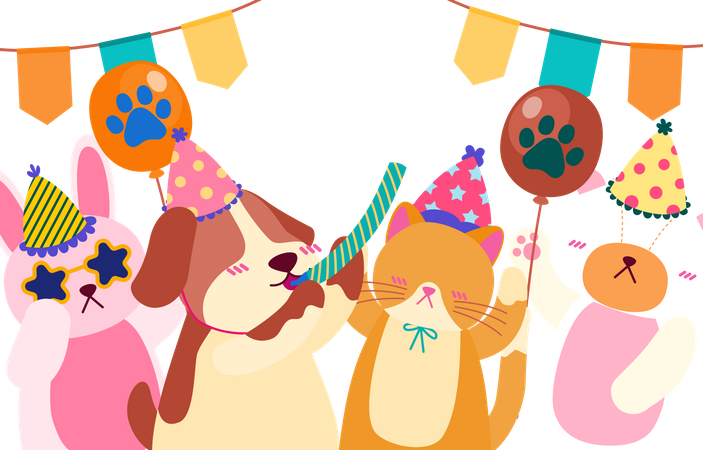 Animal doing party  Illustration