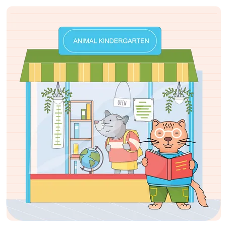 École maternelle des animaux  Illustration