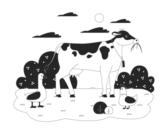 Animal on farmyard  Illustration