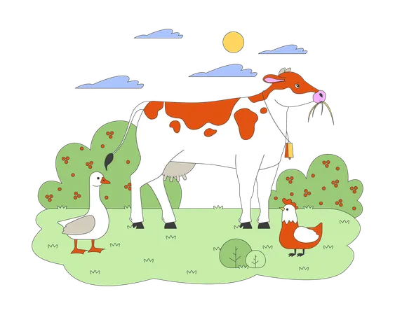 Animal on farmyard  Illustration