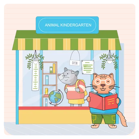 Pré-escola de animais  Ilustração