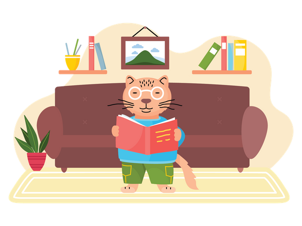 Animal reading book Illustration