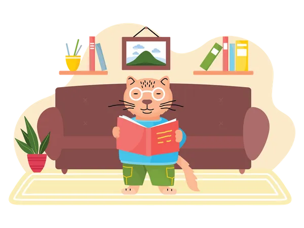 Animal reading book Illustration