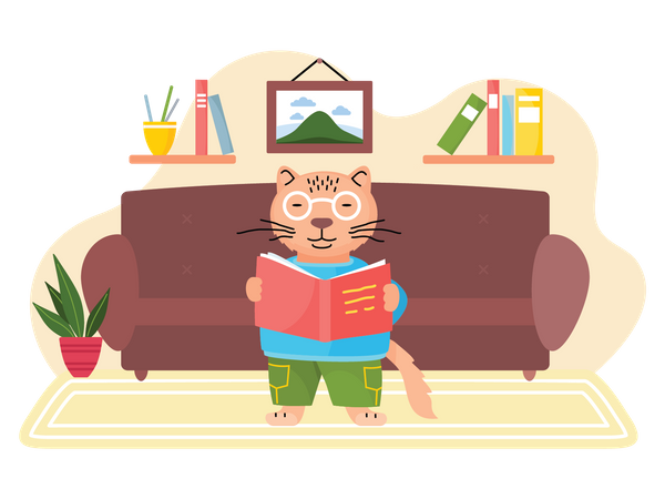 Animal reading book  Illustration