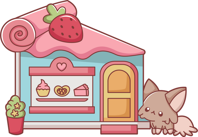 Animal with ice cream truck  Illustration