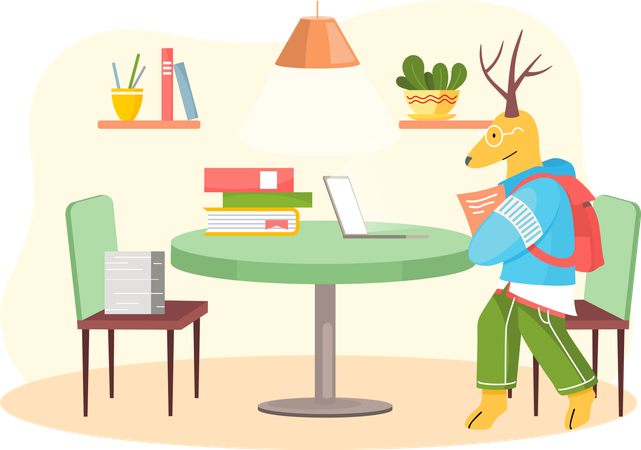 Animal working on laptop  Illustration