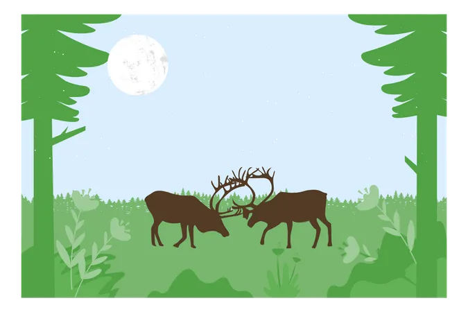 There Are Two Animals In The Forest Illustration