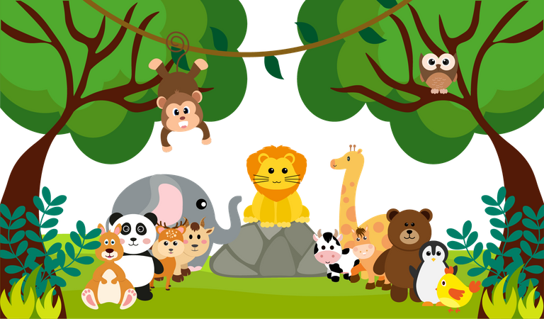 Animals in forest  Illustration
