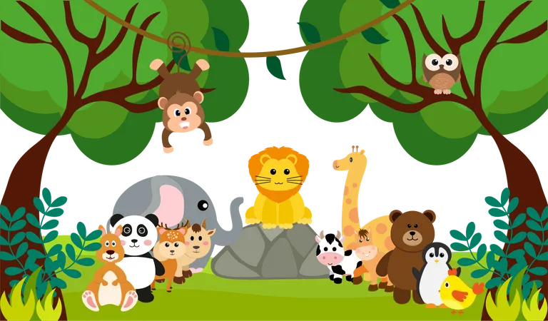 Animals in forest  Illustration