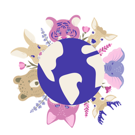 Animals on planet  Illustration