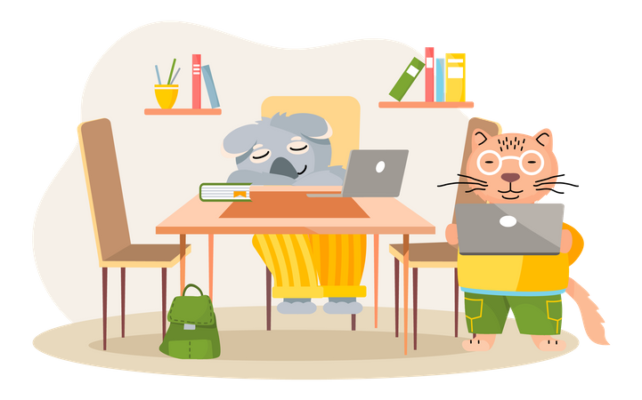 Animals working in office  Illustration