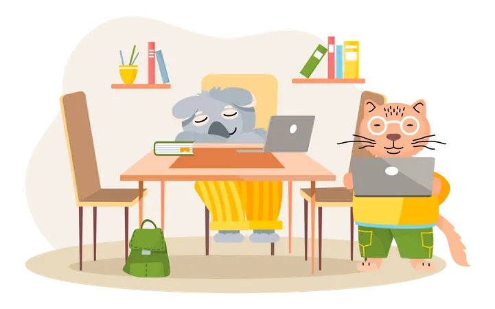 Animals working in office  Illustration