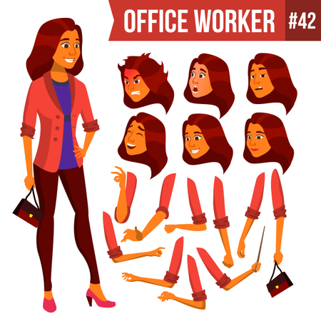 Ensemble de création d'animation d'employé avec différentes émotions de visage  Illustration