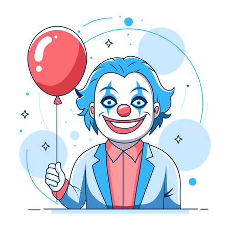 Coringa de aniversário segurando balão  Ilustração