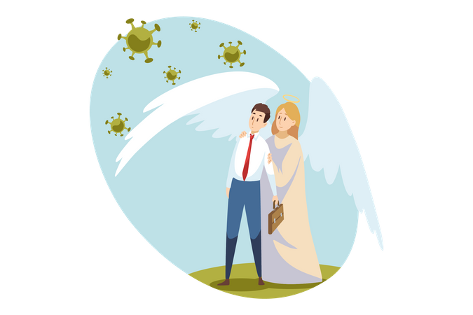 Anjo protege empresário do coronavírus  Ilustração