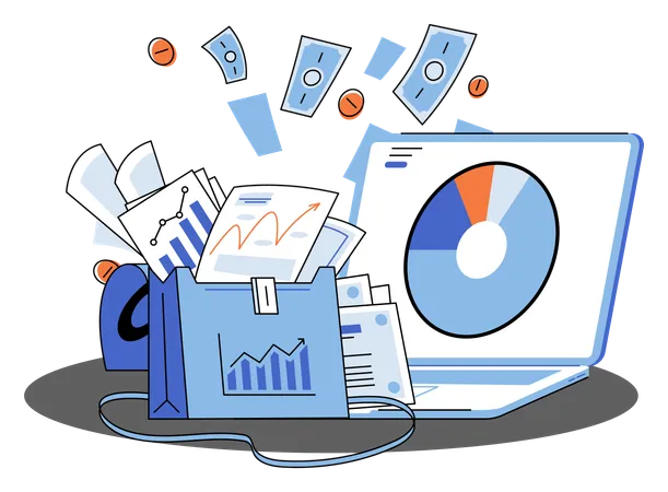 Anlageportfolio mit Dollar oder Währung  Illustration