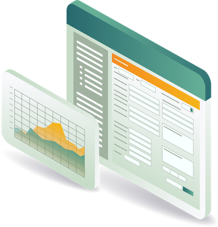 Anmeldeformular mit Datenanalysefenster  Illustration