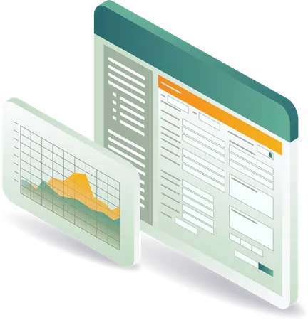 Anmeldeformular mit Datenanalysefenster  Illustration