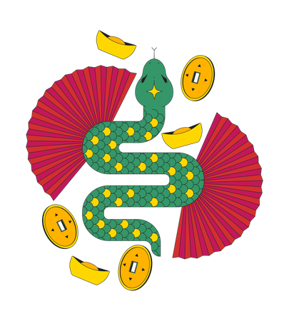 Année chinoise du serpent du zodiaque  Illustration