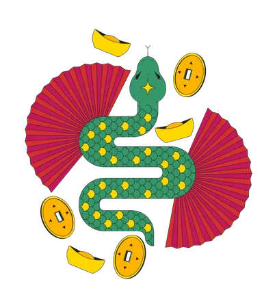 Année chinoise du serpent du zodiaque  Illustration