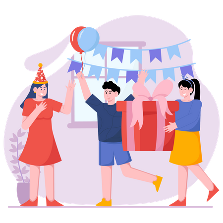 Surprise de fête d'anniversaire  Illustration