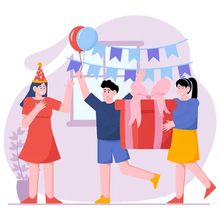 Surprise de fête d'anniversaire  Illustration