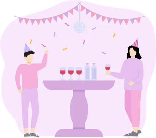 Vin de fête d'anniversaire  Illustration