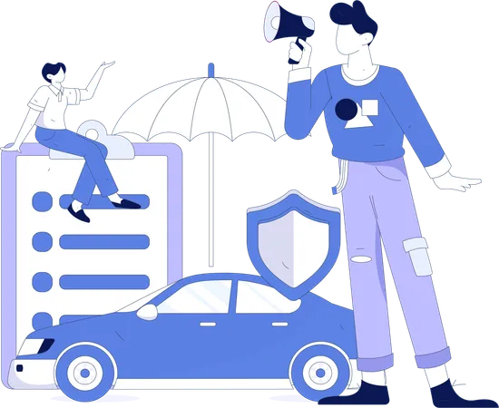 Annonce d'assurance automobile  Illustration