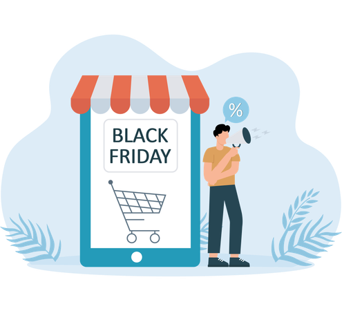 Annonce des achats en ligne du Black Friday  Illustration